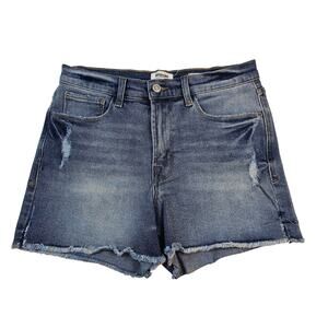 The high rise short kensie luxe denim raw hem shorts  stretch comfort 6 / 28